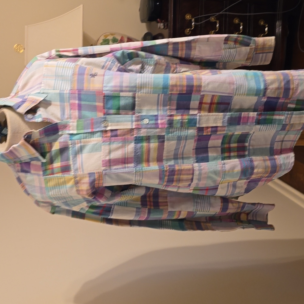 RalphLauren Vintage2000 Long Sleeve Button Down Shirt In Multi  Pastel Plaid. Lg